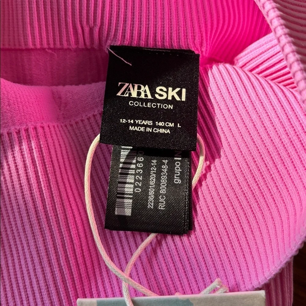 Zara Ski Collection Seamless Leggings NWT Girls Pink Ribbed Size 12 - 14 Large